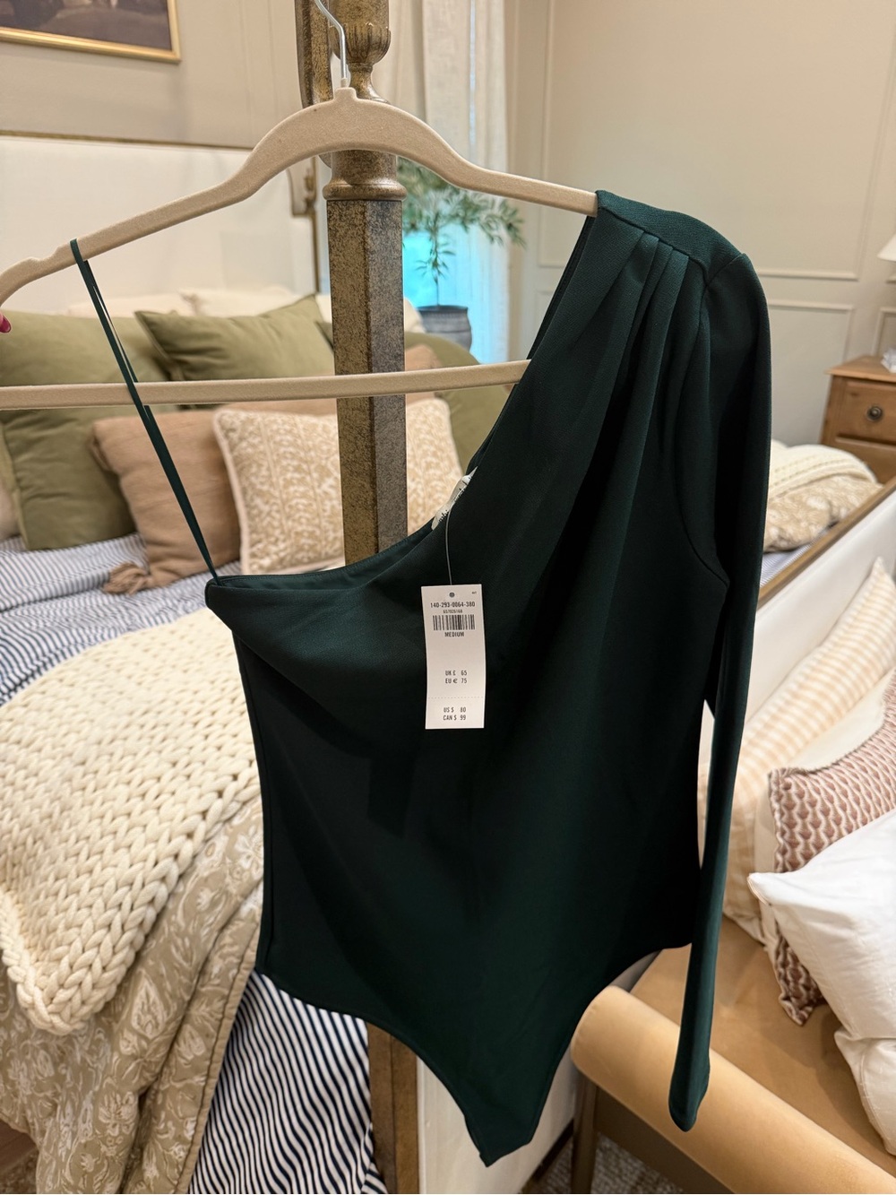 Abercrombie & Fitch One-Shoulder Dark Green Bodysuit